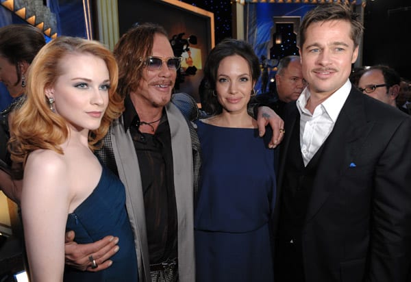 Evan Rachel Wood, Mickey Rourke, Angelina Jolie y Brad Pitt en los Screen Actors Guild Awards del 2009
