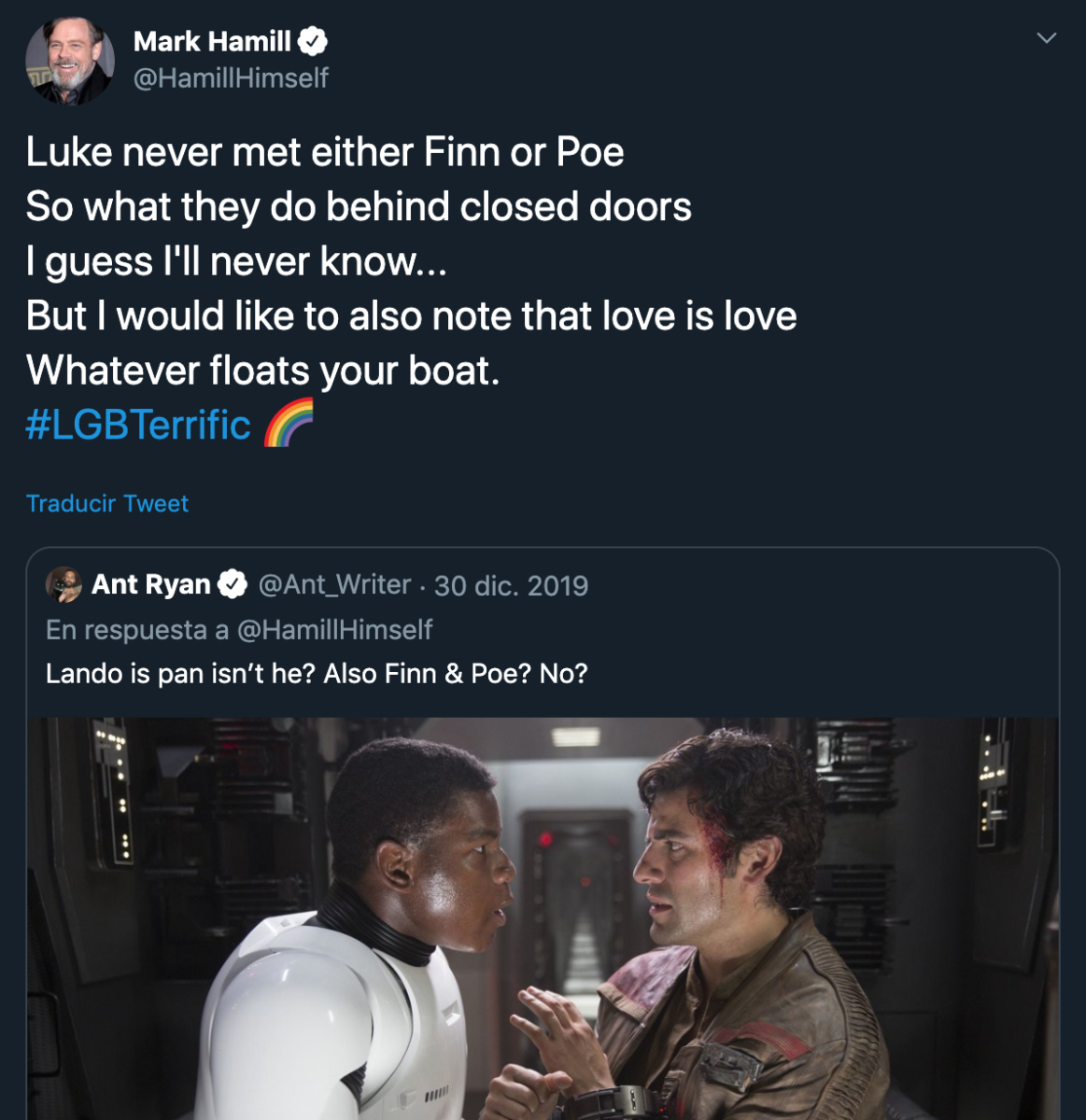 mark hamill luke skywalker finn y poe 