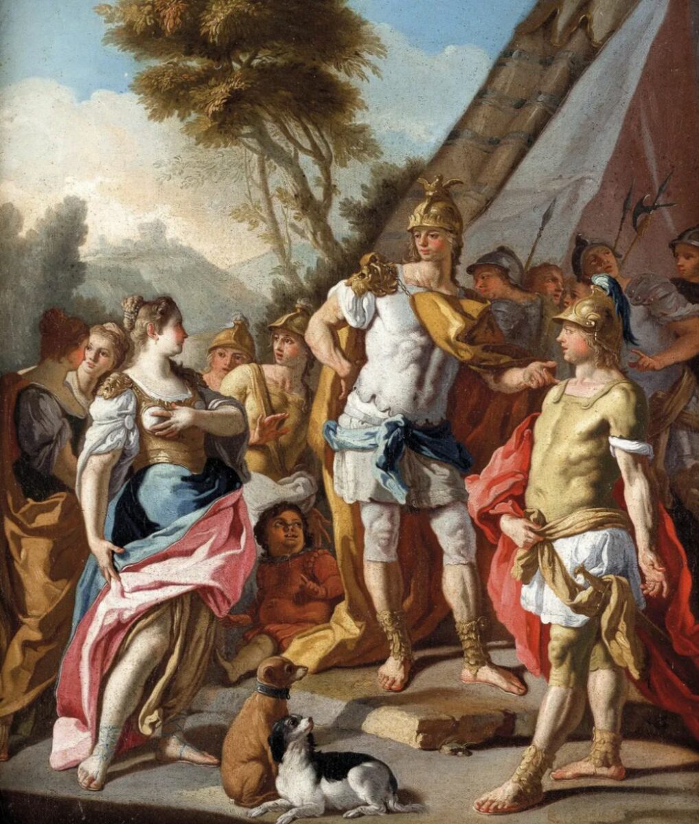 Pintura de hefestión y alejandro Magno