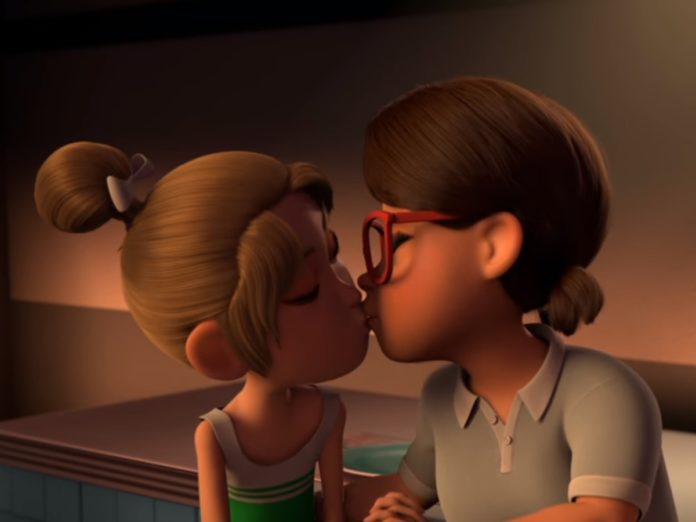 beso lésbico caricatura-2