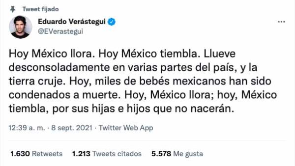 Eduardo Verástegui aborto temblor