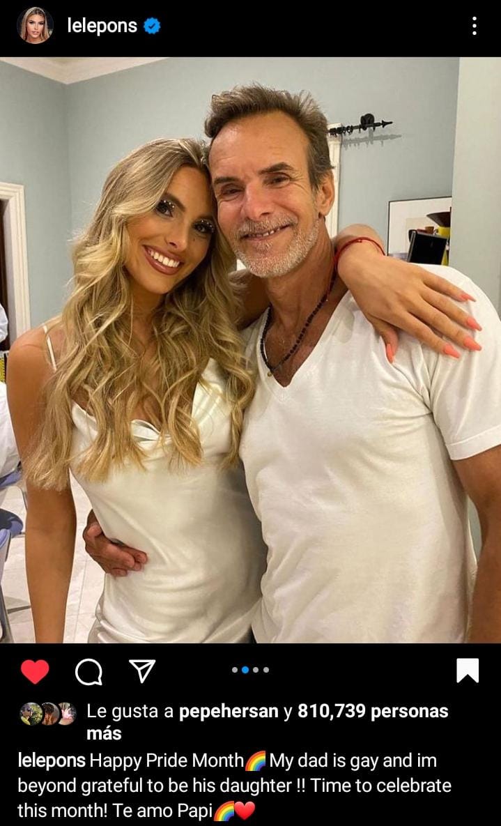 publicación de Lele Pons hacia su padre