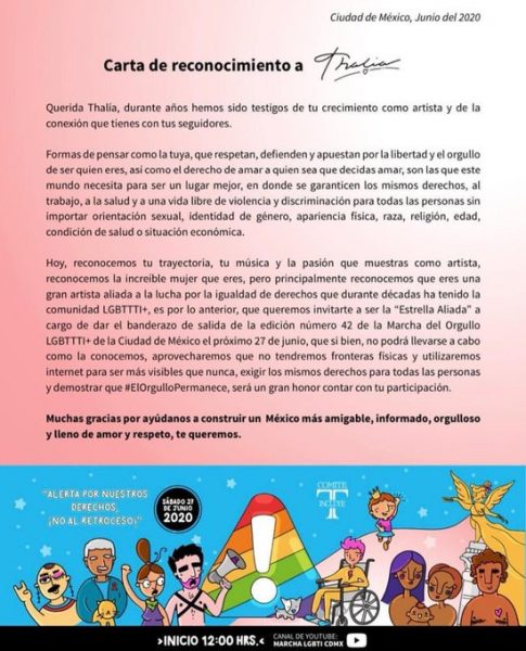 Thalía Marcha Orgullo LGBTQ+