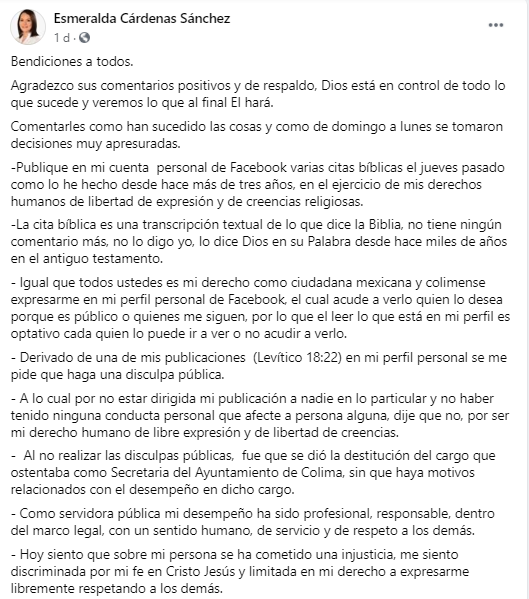 Esmeralda Cáredenas funcionaria de Colima