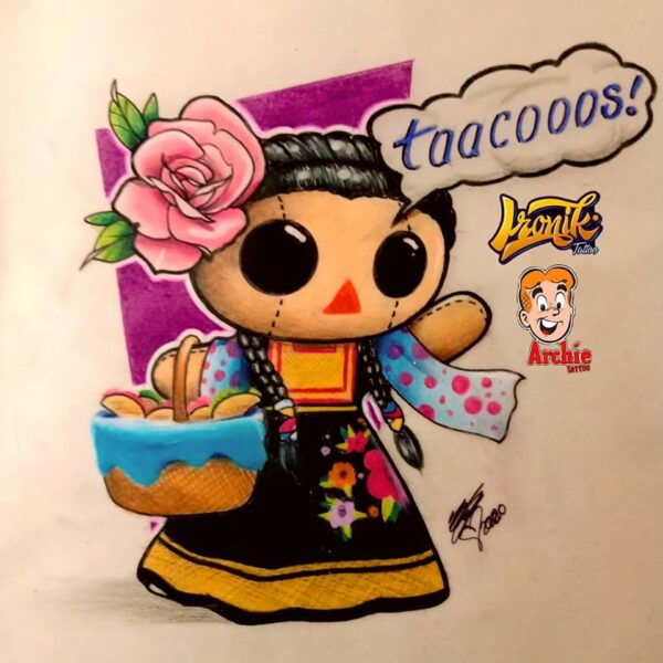 Ilustración de Lady Tacos de canasta.