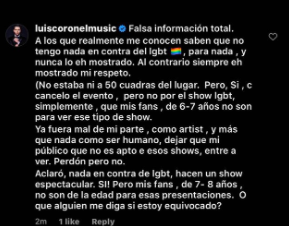 Comentario en redes sociales.