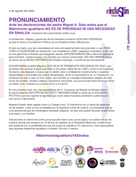 comunicado sobre matrimonio natural