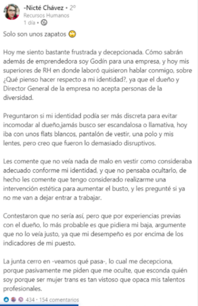 Publicación en LinkedIn.