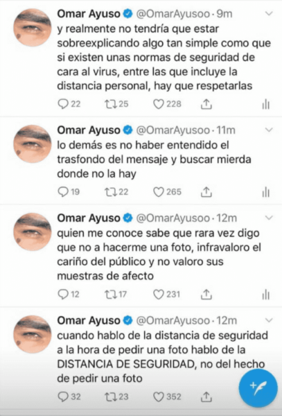 Omar Ayuso borra cuenta de Twitter