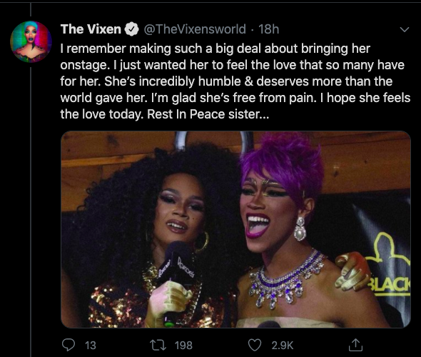 Comentario en Twitter de The Vixen.
