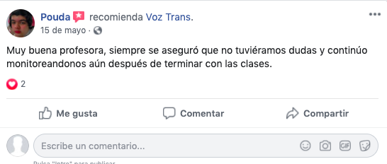 Muchas personas agradecen el curso de feminización de voz para mujeres trans.