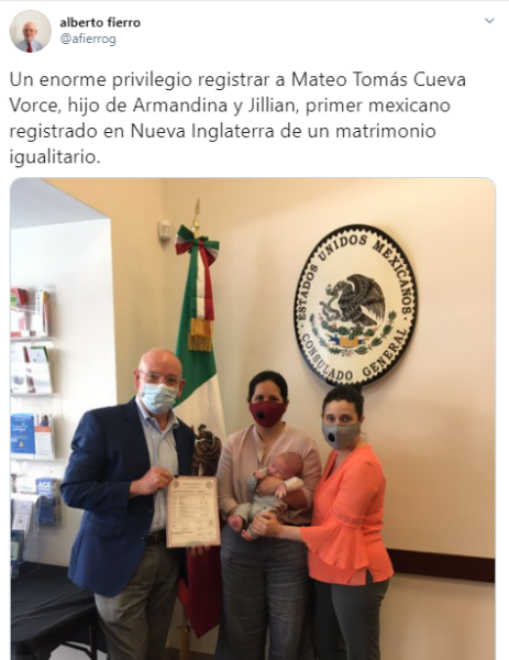 Tuit del cónsul mexicano en Boston