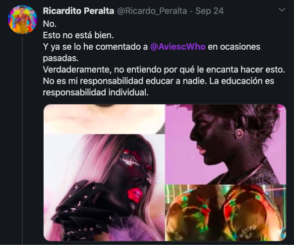 Usuario criticando el maquillaje de Aviesc Who