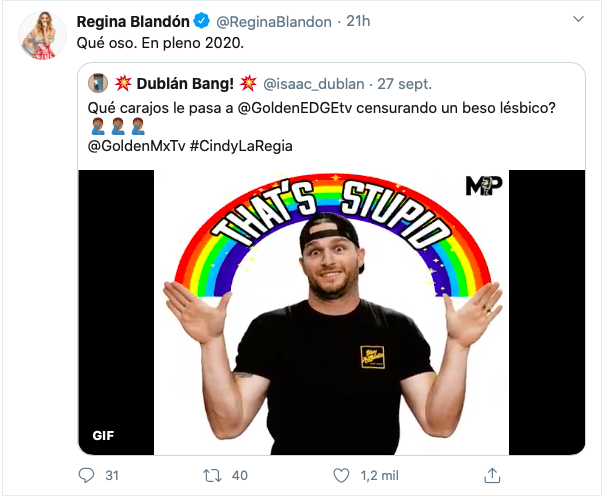 censura beso lésbico Regina Blandón