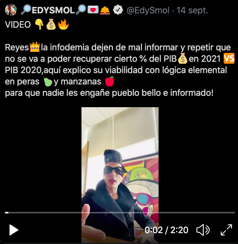 Publicación en Twitter