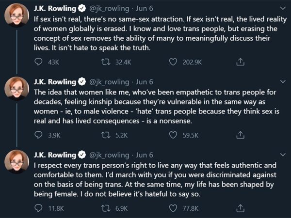 JK Rowling tuits transfóbicos