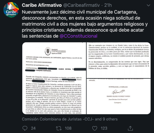 Publicación en Twitter.