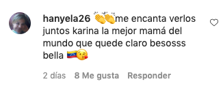 Comentario en Instagram del video del hijo trans de Karina