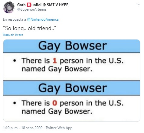 captura tuit gay bowser nintendo