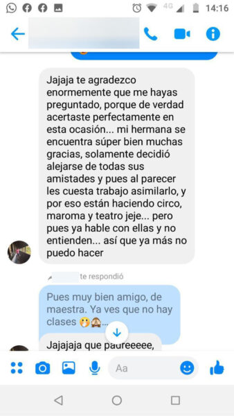 Mensajes entre la familia de Sweet y sus amigos.