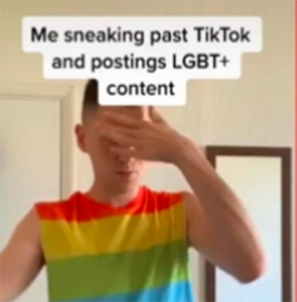 Usuario de TikTok haciendo mofa del bloqueo al contenido LGBT+.