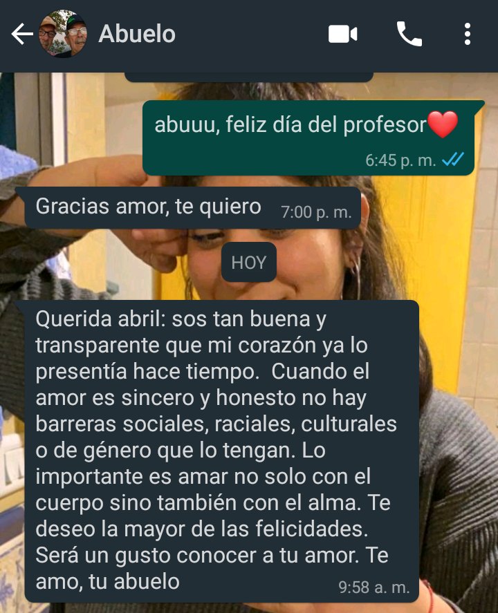 Mensaje reacción del abuelo al saber que la nieta salió del clóset
