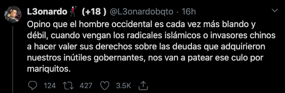 Comentario en Twitter sobre las toallas masculinas