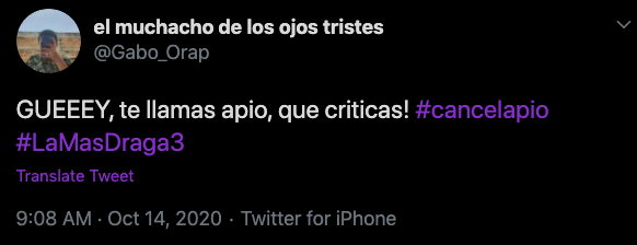 Comentario en Twitter