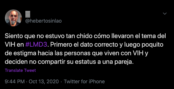 Comentario en Twitter