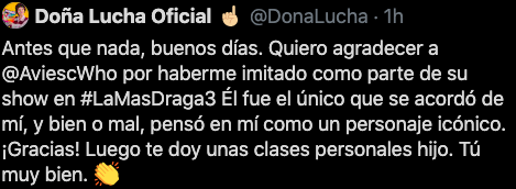 Comentario twitter doña lucha mas draga