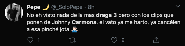 Comentario twitter la mas draga johnny 