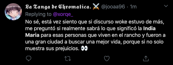 Comentario Twitter La india Maria woke