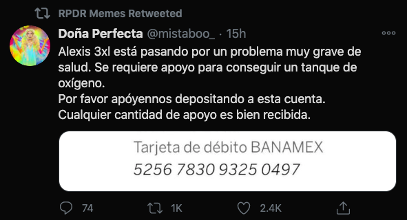 publicacion mas draga salud alexis 3xl twitter