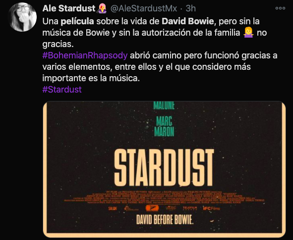 Twitter david bowie biopic comentario negativo