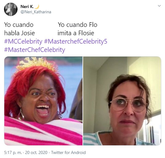 Captura de tuit sobre masterchef celebrity