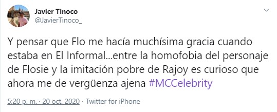 Captura de tuit sobre masterchef