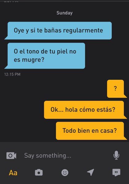Comentario en una app de ligue