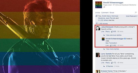 post facebook terminator arnold Arnold Schwarzenegger lgbt bandera