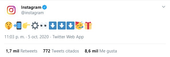 Captura de tuit de Instagram