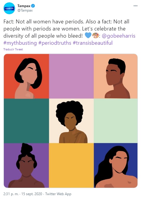 Tampax demostró su apoyo a la diversidad género.