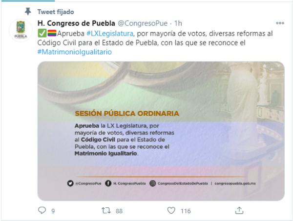 Aprobación matrimonio igualitario Puebla