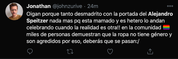 alejandro speitzer twitter critica comentario lgbt