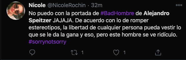 COMENTARIO twitter alejandro speitzer ridiculo vestido