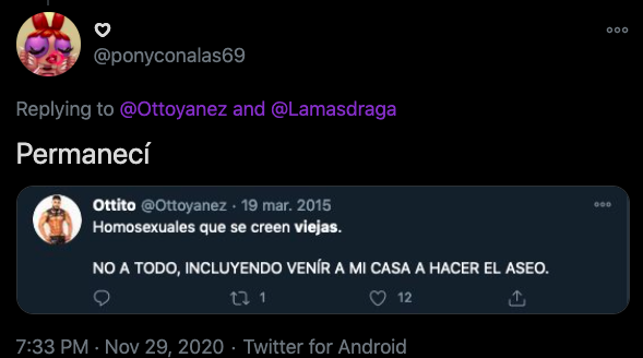 mensaje Twitter toxico draga criticias programa