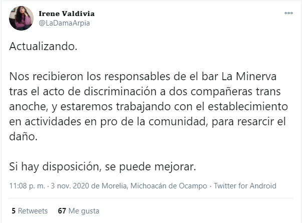 Discriminación Bar Cervecería Minerva