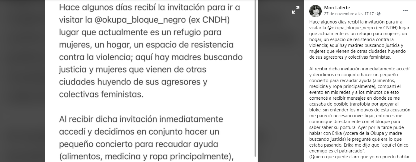 Mon Laferte Okupa Bloque Negro