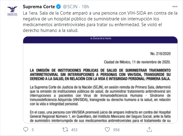 VIH tratamiento SCJN