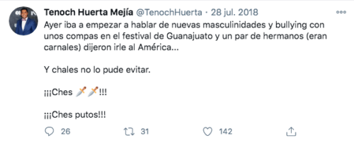 Tenoch Huerta homofóbico tuit
