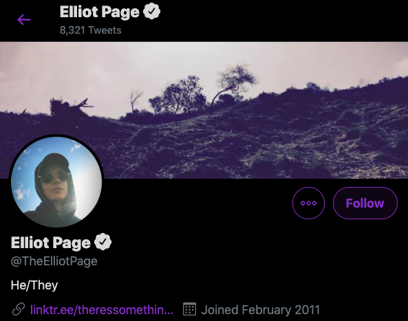 Pagina twitter elliot page hombre trans