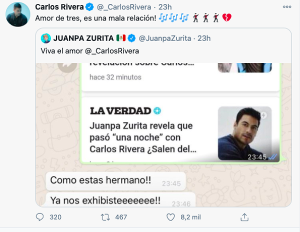 Carlos Rivera Juanpa Zurita romance